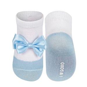 Chaussettes bébé SOXO bleu ballerines avec noeud