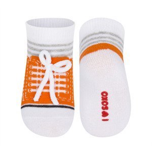 Chaussettes bébé SOXO orange, baskets avec inscriptions