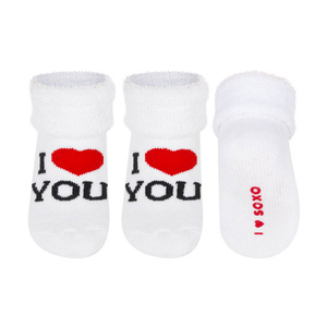 Chaussettes blanches SOXO pour bébé avec inscriptions