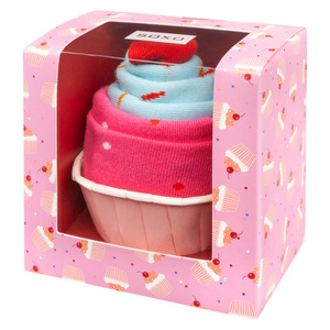Chaussettes roses SOXO cupcake pour femmes - 2 paires