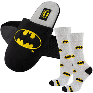 Lot de 1x chaussettes colorées SOXO Batman pour homme et 1x pantoufles Batman pour homme