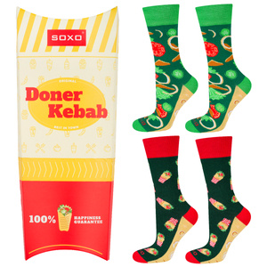 Lot de 2 chaussettes colorées SOXO pour homme | kebab dans une boîte | cadeau drôle pour un homme | couleurs