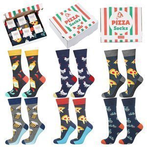 Lot de 6 chaussettes colorées pour homme SOXO GOOD STUFF dans une boîte à pizza