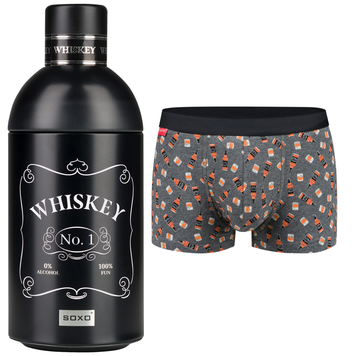 Boxer homme Whisky en bouteille SOXO, Idée cadeau, Fête des garçons, Culotte en coton - 12,99 €