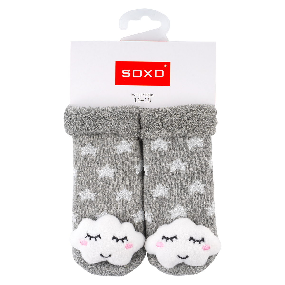 Lot de 3x chaussettes colorées SOXO pour bébé avec hochet - 16,99