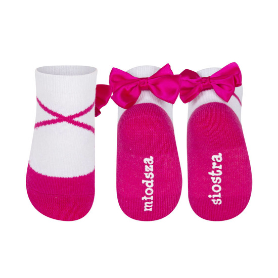 Ballerines chaussettes bébé rose SOXO avec inscription