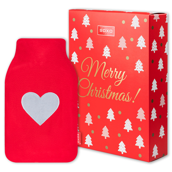 Bouillotte rouge SOXO dans une boîte | cadeau de Noël