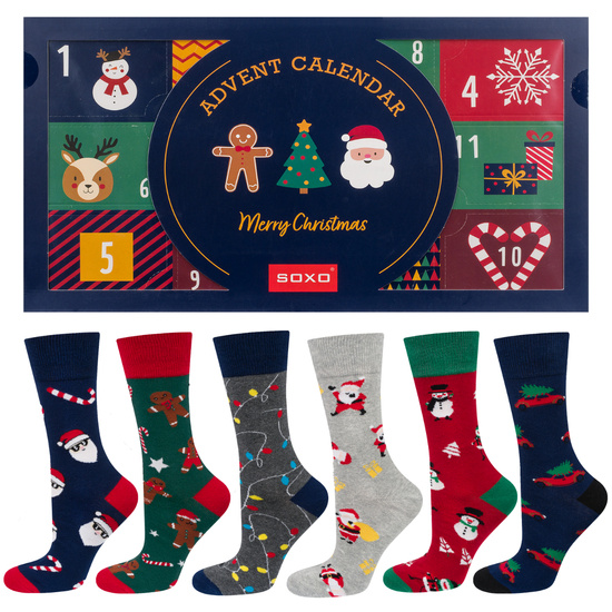 Calendrier de l'Avent | Cadeau de Noël | Mikolajki | pour lui | Lot de 6 chaussettes colorées pour homme SOXO GOOD STUFF