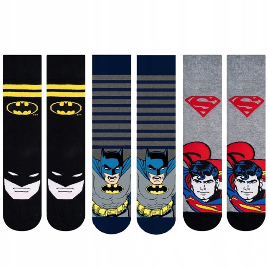 Chaussettes DC Comics Batman/Superman pour hommes - 3 paires