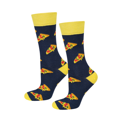 Chaussettes SOXO colorées pour hommes et femmes avec pizza dans une boîte | cadeau pour un homme | cadeau pour femme