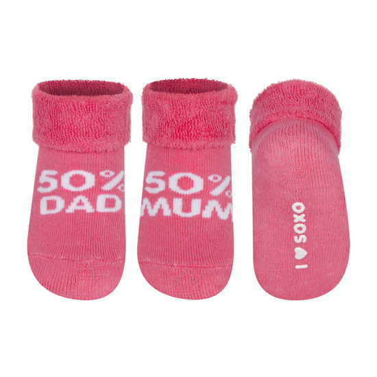 Chaussettes bébé SOXO roses avec inscriptions