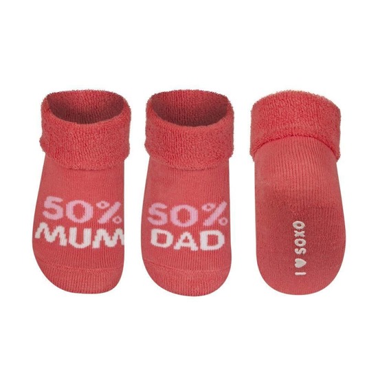 Chaussettes bébé SOXO rouges avec inscriptions