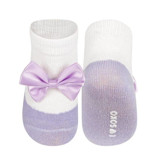 Chaussettes bébé SOXO violettes ballerines avec noeud