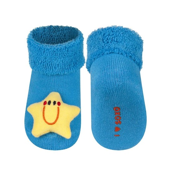 Chaussettes bébé bleu SOXO avec étoile à cliquet 3D
