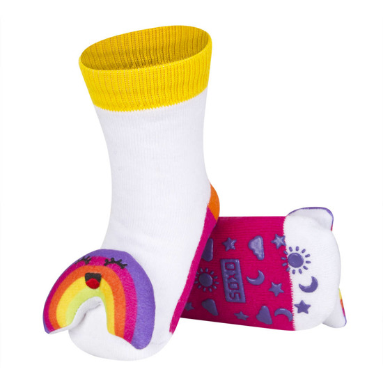 Chaussettes bébé colorées SOXO avec hochet et arc-en-ciel ABS