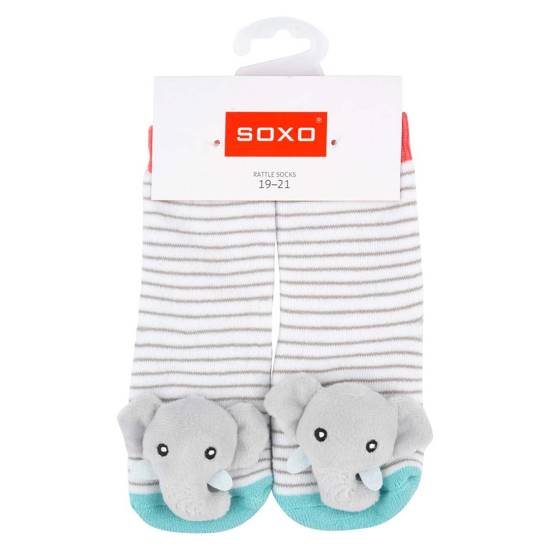 Chaussettes bébé colorées SOXO avec un hochet et une en ABS