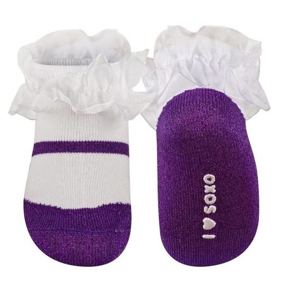 Chaussettes bébé violet SOXO ballerines à volant