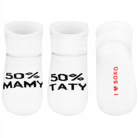 Chaussettes blanches SOXO pour bébé avec inscriptions