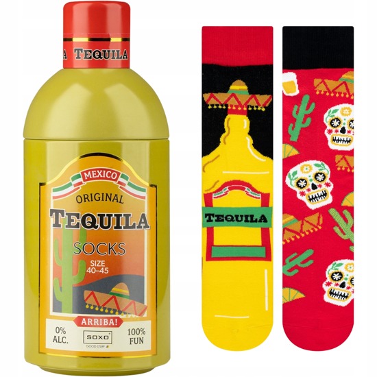 Chaussettes colorées SOXO GOOD STUFF Tequila dans une bouteille