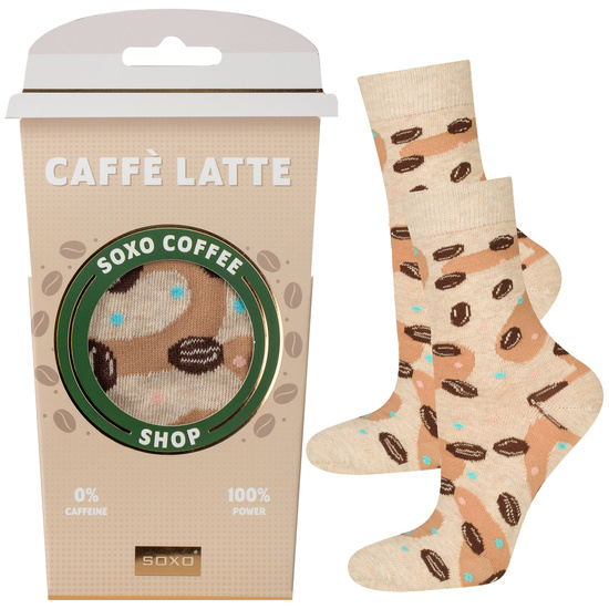 Chaussettes femme SOXO | Café au caffe latte | idée cadeau parfaite | Mikolajki | pour elle