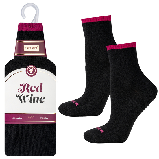 Chaussettes femme SOXO | Vin rouge en banderole | cadeau pour elle | étoile