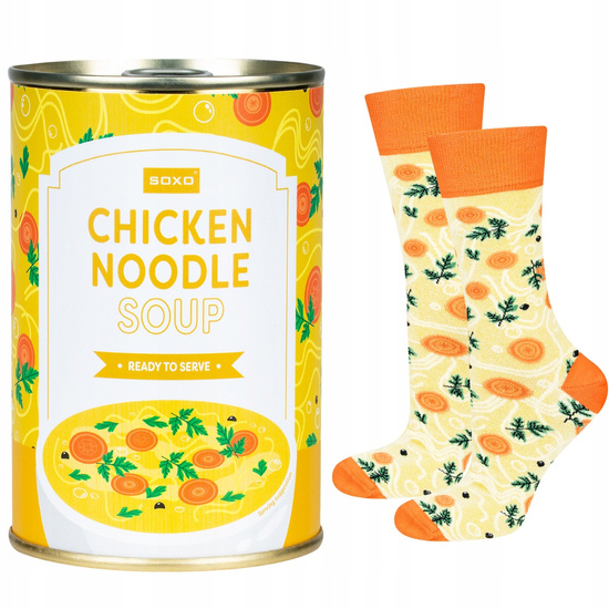 Chaussettes pour femmes | Chaussettes de soupe au poulet SOXO GOOD STUFF pour hommes en boîte comme cadeau pour elle | pour lui unisexe