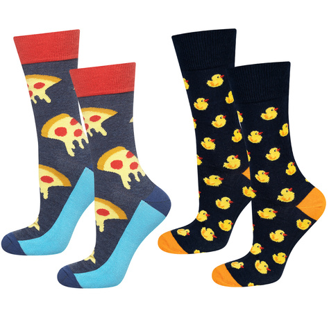 Lot de 2 chaussettes colorées SOXO GOOD STUFF pour homme cadeau rigolo Pizza
