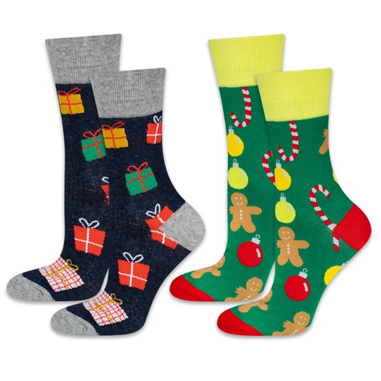 Lot de 2 chaussettes de Noël colorées pour hommes SOXO GOOD STUFF