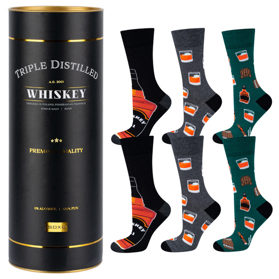 Lot de 3 chaussettes colorées pour hommes SOXO GOOD STUFF Whisky 