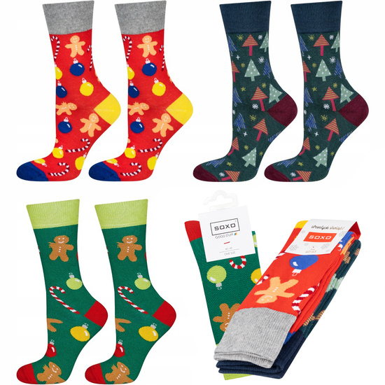 Lot de 3 chaussettes colorées pour hommes SOXO GOOD STUFF, un cadeau de Noël