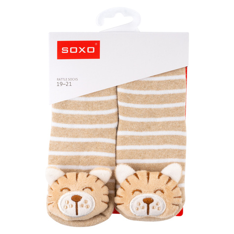 Lot de 3x chaussettes colorées SOXO pour bébé avec hochet