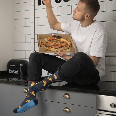 Lot de 4 chaussettes homme SOXO GOOD STUFF dans une boîte à pizza