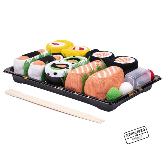 Lot de 5 chaussettes colorées SOXO sushi dans une boîte