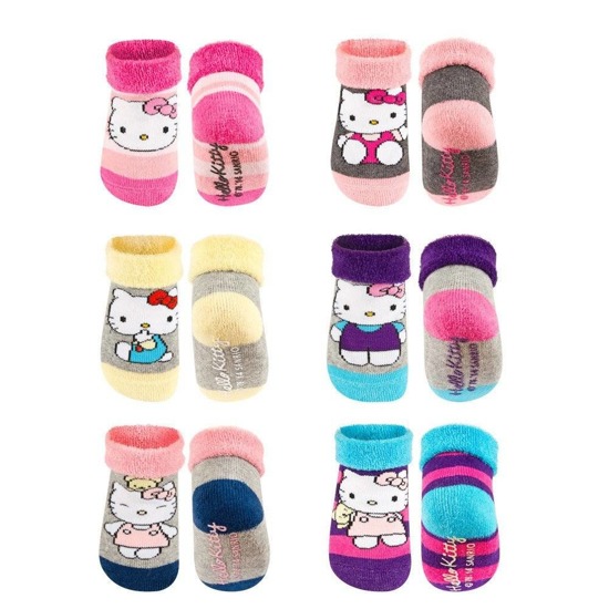 Lot de 6 chaussettes colorées SOXO Hello Kitty pour bébé en ABS