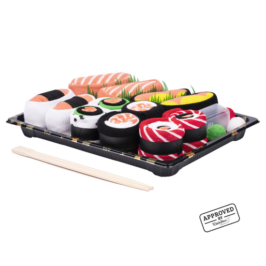 Lot de 6 chaussettes colorées pour SOXO sushi dans une boîte