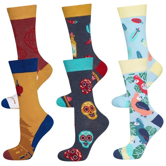 SOXO GOOD STUFF chaussettes colorées pour femmes qui ne sont pas dans une paire de tigres, du Mexique et du chat - paquet de 3