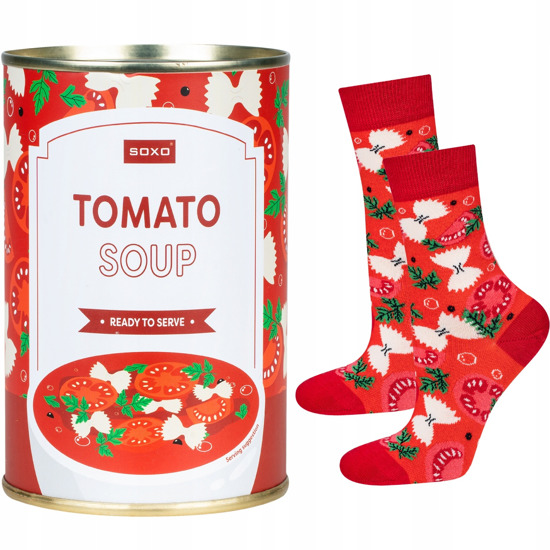SOXO GOOD STUFF chaussettes tomato soup au poulet pour femmes en boîte
