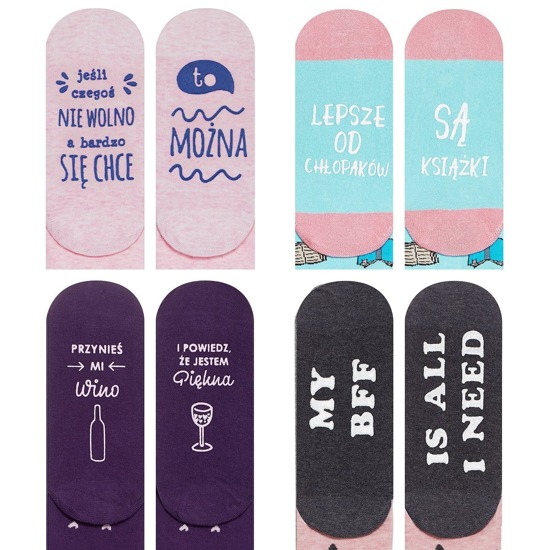 SOXO Women's socks "Life Instructions" - set of 4 pairs