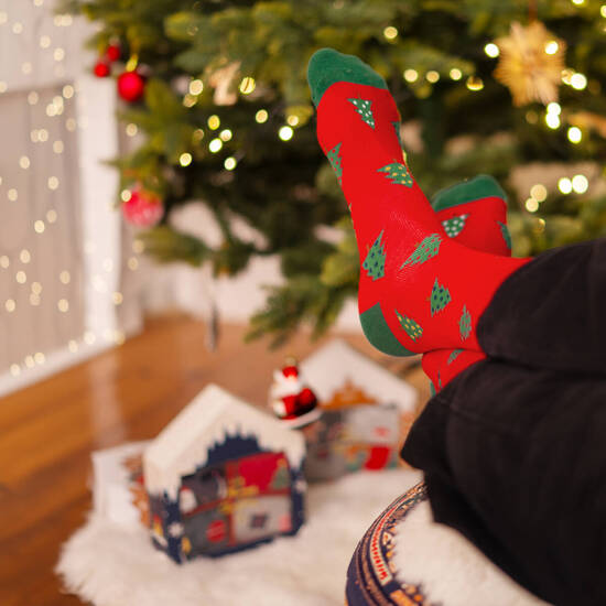 Set 4x chaussettes colorées pour hommes SOXO GOOD STUFF joyeux Noël cadeau chaussettes en coton