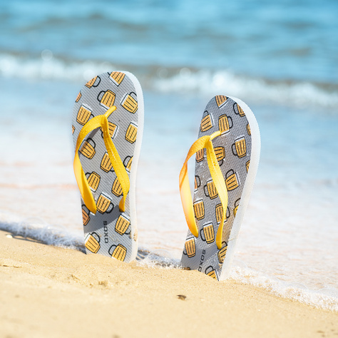 Tongs Comfort de plage pour femme pour hommes SOXO | Bière joyeuse et colorée | Idéal pour des vacances à la plage et une piscine