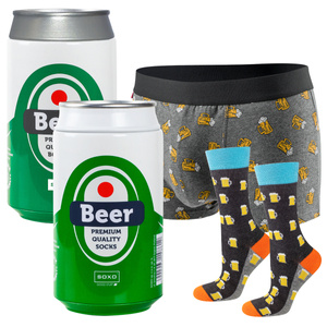 Caleçon pour homme SOXO en forme de canette de bière et chaussettes pour homme en forme de canette - cadeau amusant pour un homme