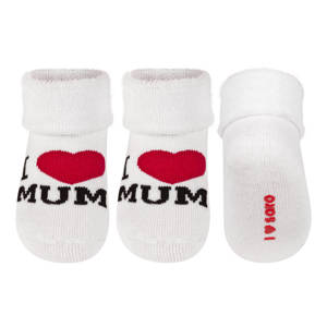 Chaussettes blanches SOXO pour bébé avec inscriptions cadeaux