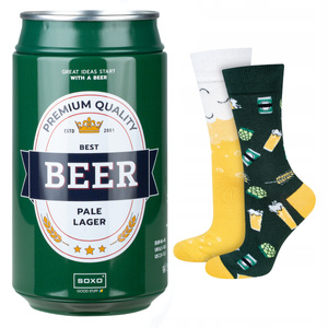 Chaussettes colorées pour hommes SOXO GOOD STUFF, bière Pale Lager amusante dans une boîte cadeau