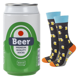 Chaussettes colorées pour hommes SOXO GOOD STUFF drôle de bière en conserve