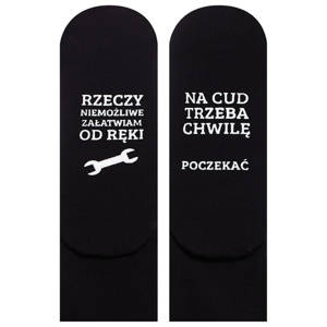 Chaussettes longues noires pour hommes SOXO avec inscriptions polonaises, coton rigolo