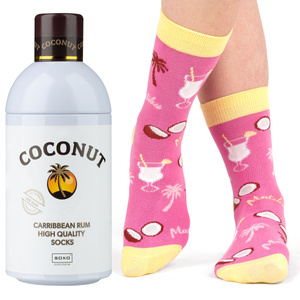 Chaussettes pour femmes SOXO GOOD STUFF drôles de Coconut dans une bouteille cadeau