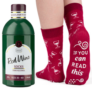 Chaussettes pour femmes SOXO GOOD STUFF drôles de Red Wine dans une bouteille cadeau