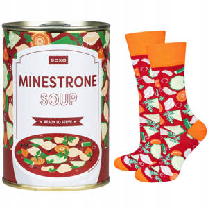 Chaussettes pour hommes | Soupe minestrone SOXO GOOD STUFF femme en conserve | coloré | drôle | idée cadeau pour elle | pour lui unisexe