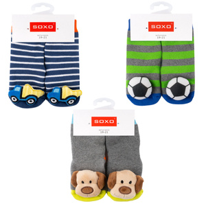 Lot de 3x chaussettes colorées SOXO pour bébé avec hochet