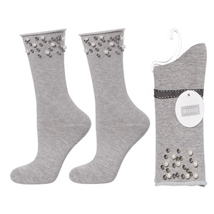 SOXO Chaussettes pour femmes avec 'Perles' gris